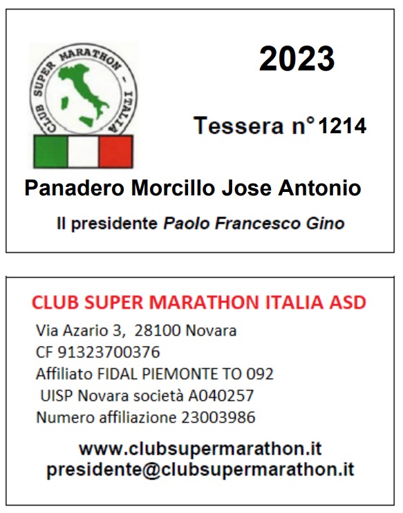 RINNOVO TESSERAMENTO 2024 - Club Super Marathon Italia